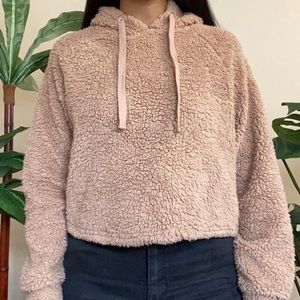 Cropped teddy hoodie